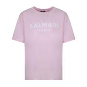 Balmain Rosa Logo Print T-shirt Pink, Dam