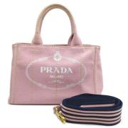 Prada Vintage Pre-owned Canvas totevskor Pink, Dam