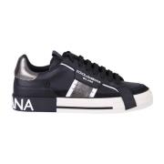 Dolce & Gabbana Svarta Sneakers Metallinsatser Gummisula Black, Herr