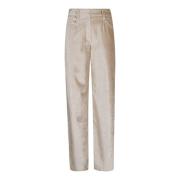 Brunello Cucinelli Lyxiga Nude Velvet Byxor Beige, Dam