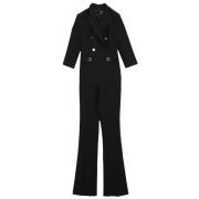 Elisabetta Franchi Svart Dubbelknäppt Flared Jumpsuit Black, Dam