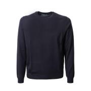 Zanone Blå Ull Crew Neck Sweater Blue, Herr