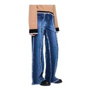 Silvian Heach Wide Leg Fringe Jeans Blue, Dam