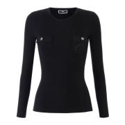 Elisabetta Franchi Stiliga Sweater Modeller Black, Dam