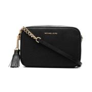 Michael Kors Svart Läder Ginny Crossbody Väska Black, Dam