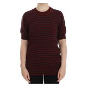 Dolce & Gabbana Randig Cashmere Crewneck Sweater Red, Herr