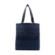 Moncler Marinblå Jacquard Broderad Toteväska Blue, Herr