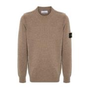 Stone Island Beige Ull Crewneck Sweater Ribbad Beige, Herr