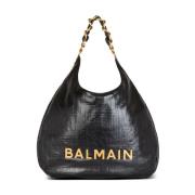 Balmain Svart Hobo Väska Black, Dam