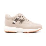 Hogan Vison Calf Sneaker med Glans Beige, Dam