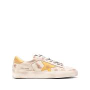 Golden Goose Beige stjärna och gul häl sneakers Beige, Herr