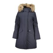 Woolrich Blå Huva Jacka med Avtagbar Päls Blue, Dam