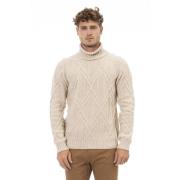 Alpha Studio Dolcevita Sweater - Långärmad - Ribbad Beige, Herr