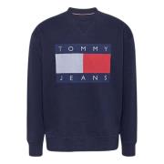 Tommy Hilfiger Blå Tröja med Flaggbadge Blue, Herr