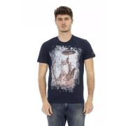 Trussardi Blå T-shirt med Frontprint Blue, Herr