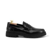 Duca di Morrone Svart läder herrloafers Black, Herr