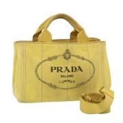 Prada Vintage Pre-owned Canvas handvskor Yellow, Dam