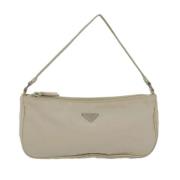 Prada Vintage Pre-owned Nylon handvskor Beige, Dam