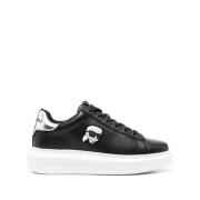 Karl Lagerfeld Svarta lädersneakers med 3D-logotyp Black, Dam