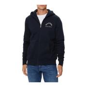 Tommy Hilfiger Herr Zip Hoodie med Logo Text Blue, Herr