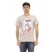 Trussardi Beige kortärmad lyxig T-shirt med fronttryck Beige, Herr