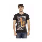 Trussardi Enkel Svart Print-Tee - Avslappnad Elegans Omdefinierad Blac...