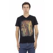 Trussardi Stiligt V-ringad T-shirt med Konstnärligt Fronttryck Black, ...