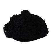 Dolce & Gabbana Lyxig Svart Ull Beanie Mössa Black, Unisex