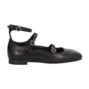 Alpe Casual Svart Läder Ballettflats Black, Dam