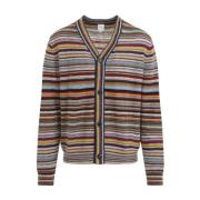 PS By Paul Smith Färgglad Knappgenom Cardigan Multicolor, Herr