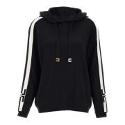 Elisabetta Franchi Svart Stickad Sweatshirt med Huva Black, Dam