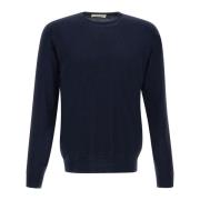 Filippo De Laurentiis Merino Wool Crew Neck Sweater Blue, Herr