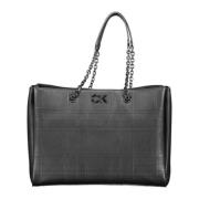 Calvin Klein Svart polyester handväska med kedjehandtag Black, Dam