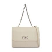 Calvin Klein Dubbel Gusset Väska för Kvinnor Beige, Dam