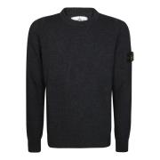 Stone Island Lambswool Crew Neck Sweater Black, Herr