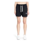 Palm Angels College Logo Print Sweatshorts Svart Grå Black, Dam