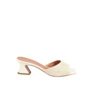 Testoni Vintage Peep-Toe Vävd Kalvmule Beige, Dam