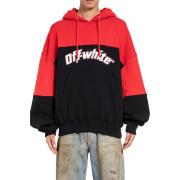 Off White Svart Vit Hoodie med Piltryck Multicolor, Herr