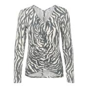 Saint Tropez Zebra Graphic Blus med Rynkad Front Multicolor, Dam