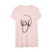 Zadig & Voltaire Skull Print Tee Pink, Dam