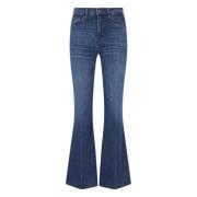 Frame Easy Flare Raw Fray Jeans Blue, Dam