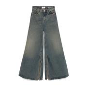 Amish Blå Denim Wide Leg Jeans Blue, Dam