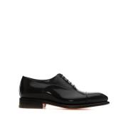 Santoni Klassiska Oxford Skor i Svart Läder Black, Herr