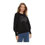 Guess Sequins Logo Sweater - Svart Black, Dam