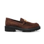 Valentino Chokladbruna Mocka Loafers Brown, Dam