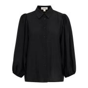 Soaked in Luxury Feminin Svart Skjorta med Puffärmar Black, Dam