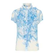 Saint Tropez Sommarblad Krinklad Skjortblus Blue, Dam