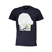 Cavalli Class Blå Bomull Tryck Logo T-shirt Blue, Herr