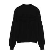 Twinset Svart Stickad Tröja med Oval T Logo Black, Dam