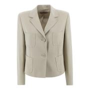 Max Mara Studio Boxy Cady Jacka Kräm Beige, Dam